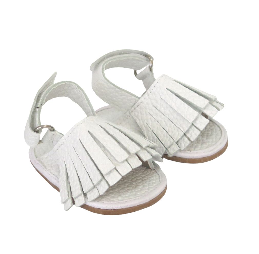 Sandalia de Cuero con Flecos con Velcro