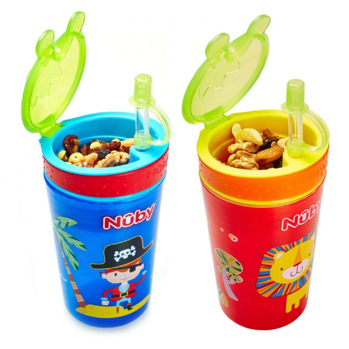 Vaso Portacereales - Snack N' Sip 270ml -  Puedes comer y tomar del mismo recipiente - 12m+