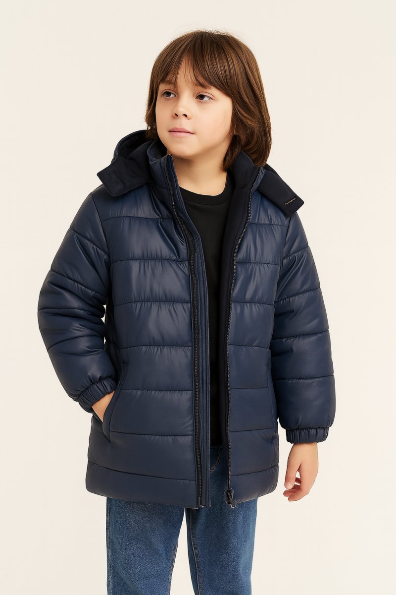 Campera Colegial Con Capucha Silver y Polar Interior