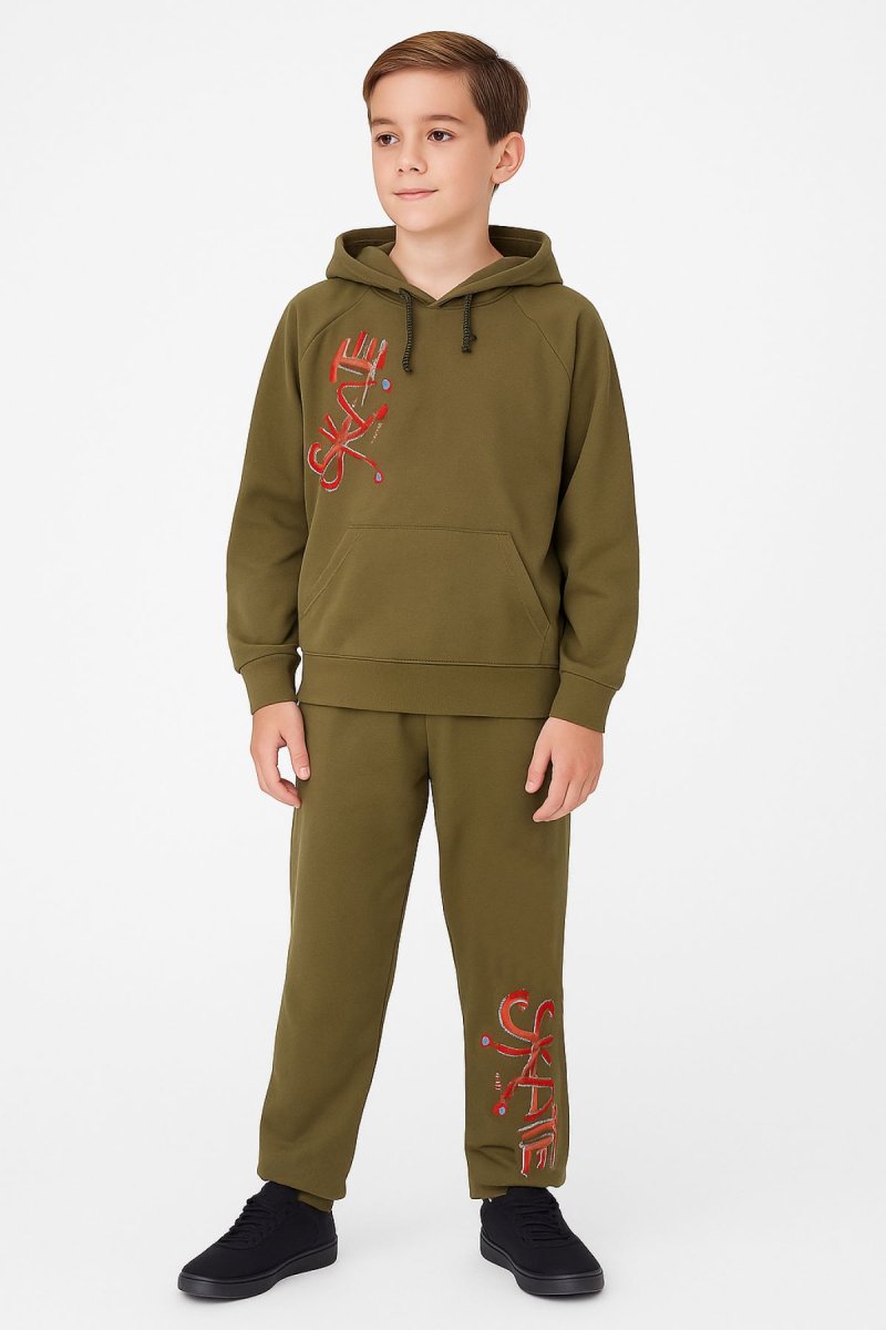 Conjunto Jogging Buzo con Capucha Estampado Skate y Pantalon