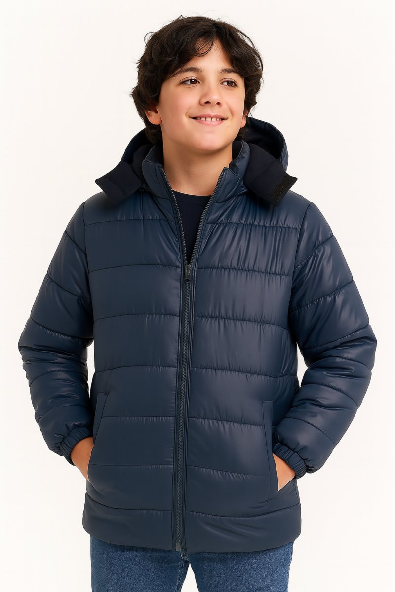 Campera Colegial Con Capucha Silver y Polar Interior