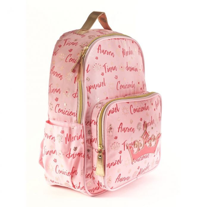 Mochila Espalda Princesas - Corona Metalica Aplicada - 40 cm // 16