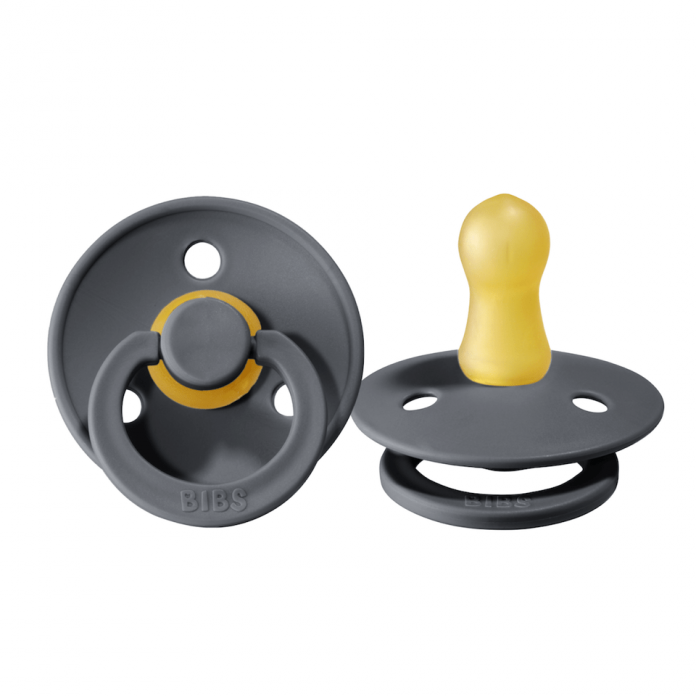 Chupete Bibs Colour Pacifier x 2 - Iron/Baby Blue - Tetina De Caucho Natural - Latex - 0-6 Meses