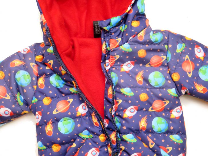 Campera De Abrigo Estampada planetas estrellas platillos Con Polar interior