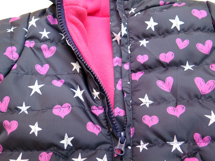 Campera Nena Estampada Corazones Y Estrellas Interior Polar Con Capucha