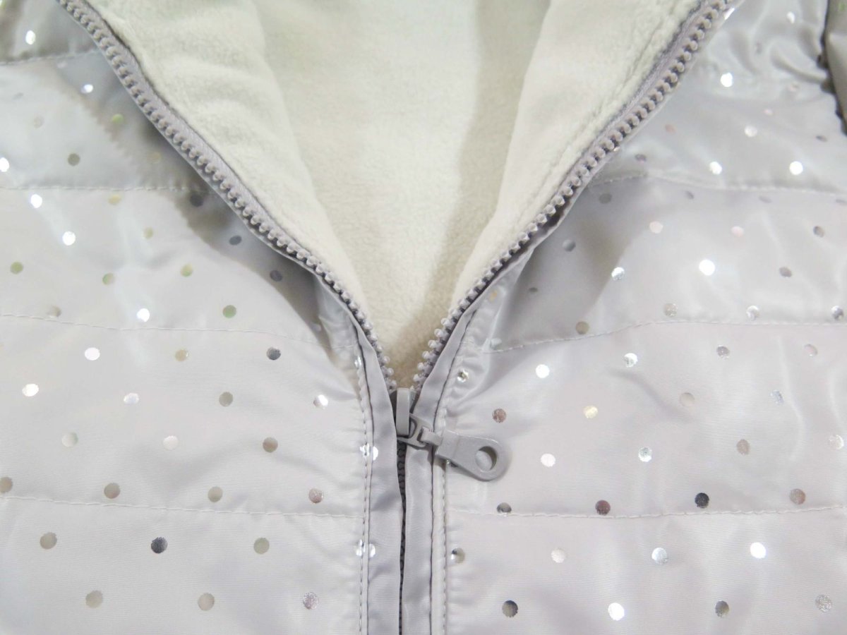 Campera Nena Impermeable Brillo Lunares Interior Polar  Con Capucha