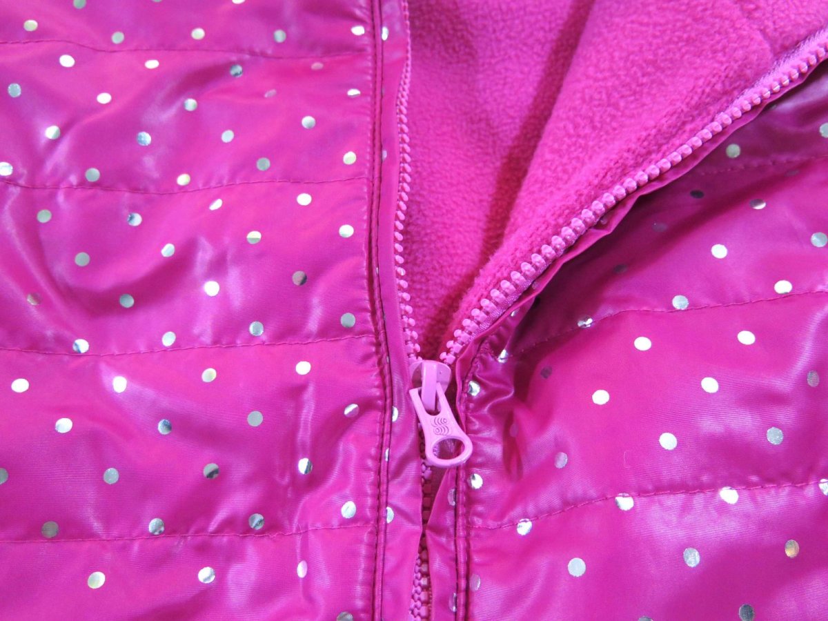 Campera Nena Impermeable Brillo Lunares Interior Polar  Con Capucha