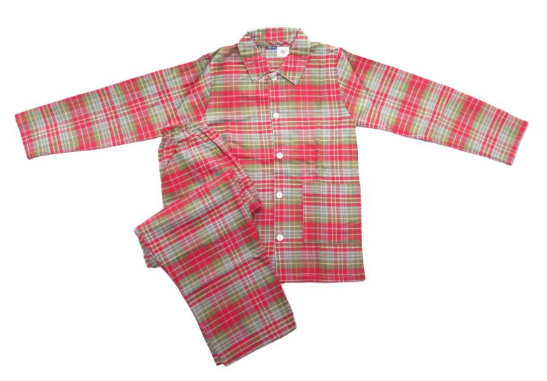 Willow Pijama Viyela M/ Largo con  Boton Escoces
