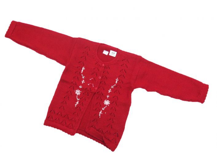 Saco Tejido Cashmilon Calado y Bordado Terminacion al Crochet