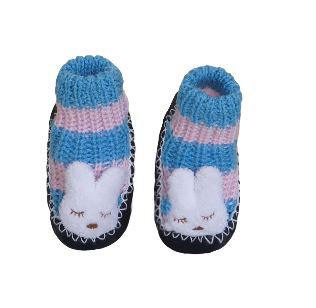 Botita Medias antideslizante tejidas para bebe con aplique Lana