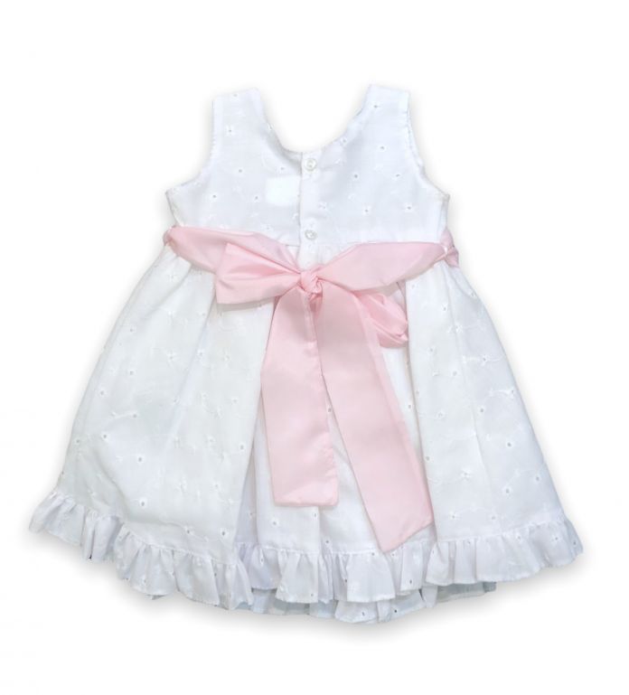 Vestido Broderie Sin Mangas Con Faja