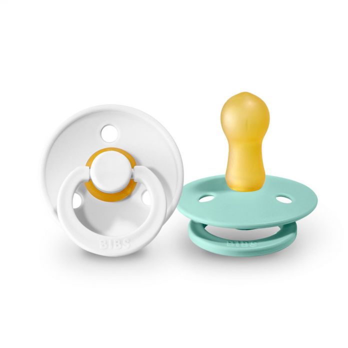 Chupete Bibs Colour Collection x 2 - White/Mint - Tetina De Caucho Natural - Latex - 6-18 Meses