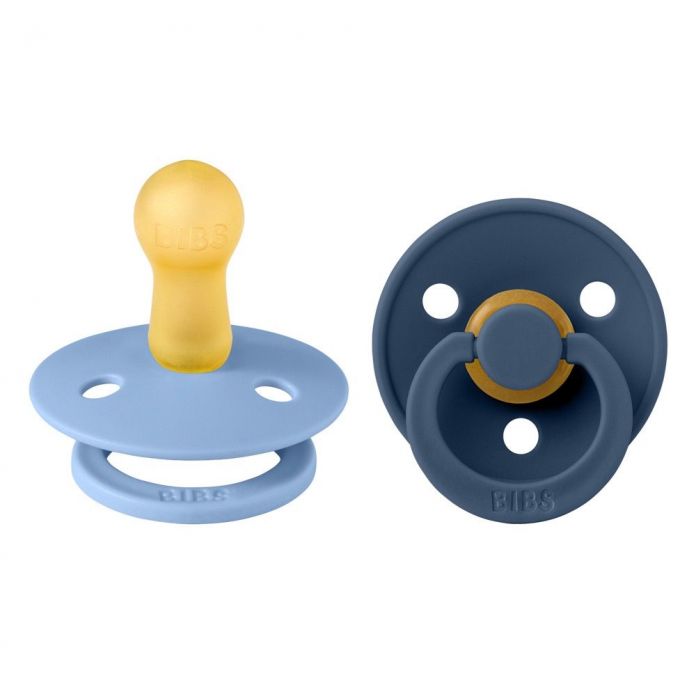 Chupete Bibs Colour Collection x 2 - Sky Blue/Steel Blue - Tetina De Caucho Natural - Latex - 6-18 Meses
