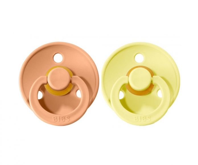 Chupete Bibs Colour Collection x 2 - Sunshine / Peach Sunset - Tetina De Caucho Natural - Latex - 0 - 6 Meses