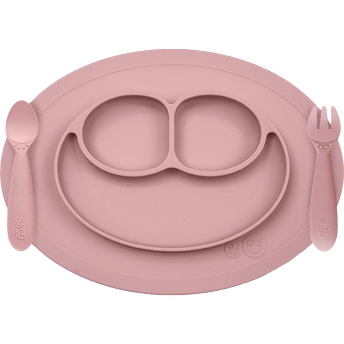 Plato De Silicona Con Divisiones + Tenedor + Cuchara - Mini Feeding Set - 12M+