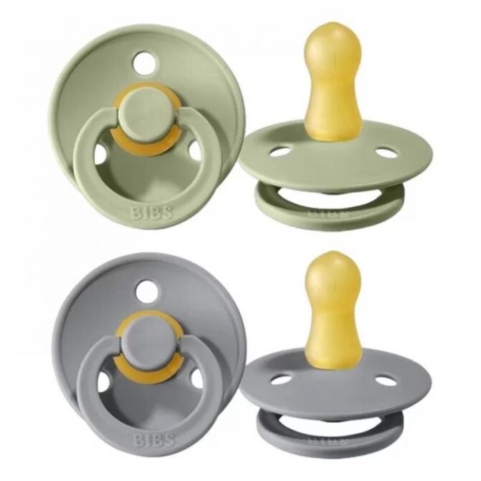 Chupete Bibs Colour Collection x 2 - Sage / Cloud - Tetina De Caucho Natural - Latex - 6-18 Meses