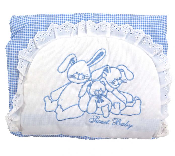 Cambiador cuadrille celeste con bordado