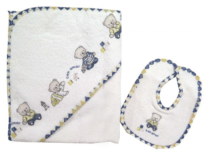 Toallon Capucha Estampada + Babero