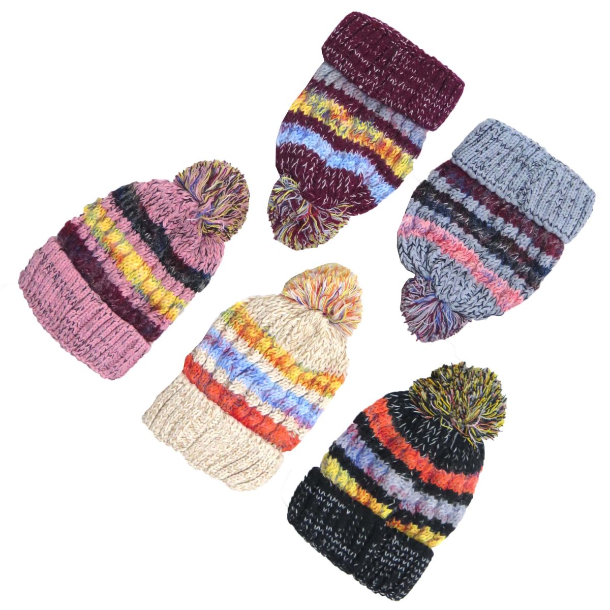 Gorro Multicolor Pompom Rayado (6M7)