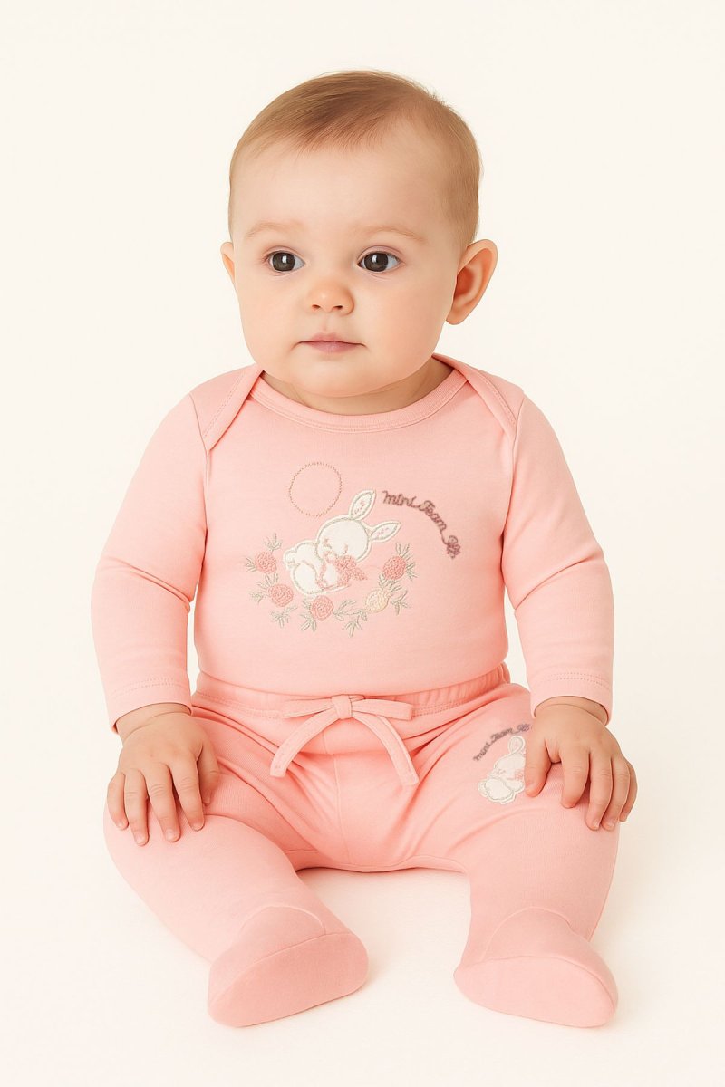 Conjunto Algodon Body Manga Larga y Pantalon con Pie