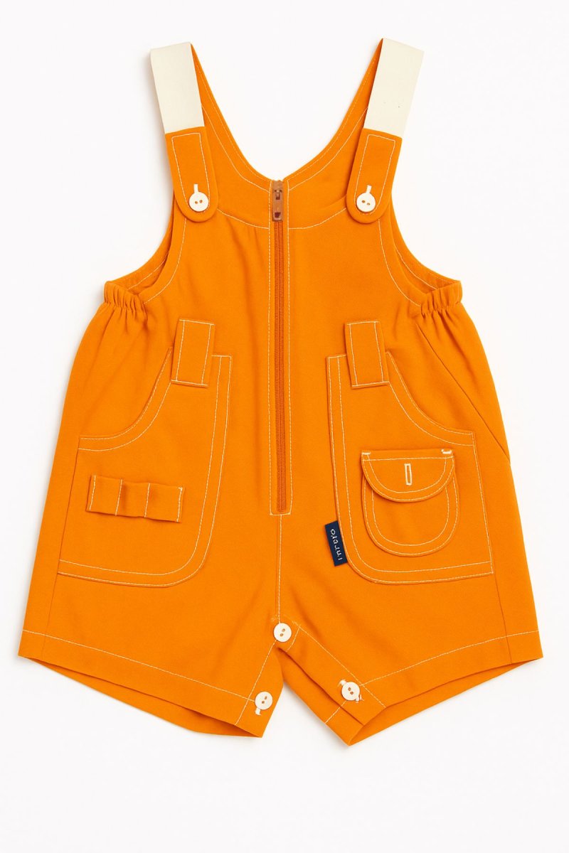 Jardinero corto de gabardina con cierre