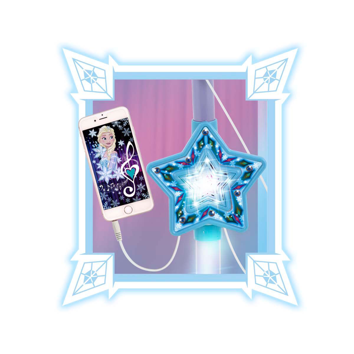 Microfono Frozen Karaoke Luminoso Con Pie Ajustable Y Conexion Line In