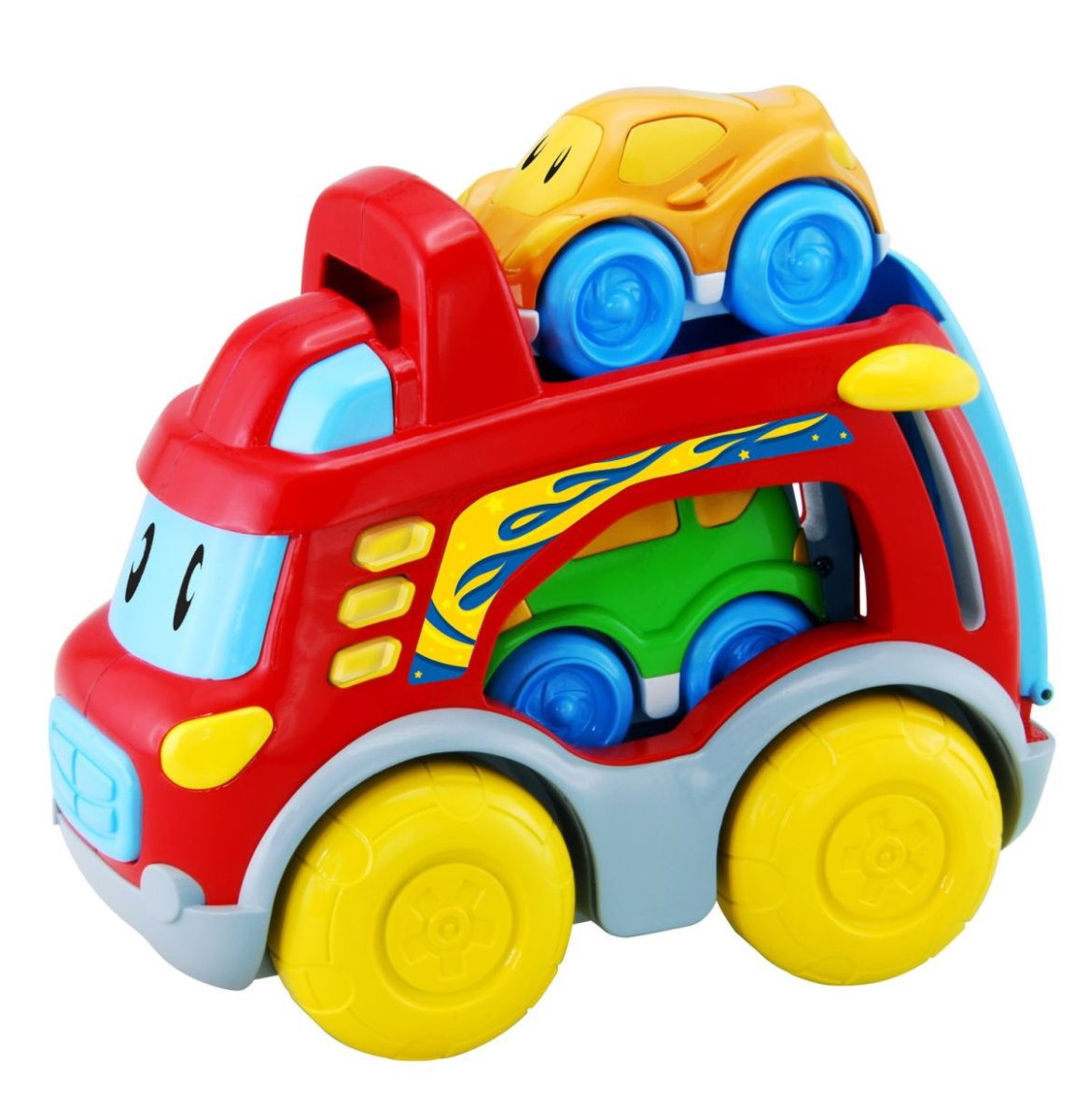 Camion Transporte De Autos - Incluye 2 Autos - Con Luz Y Sonido