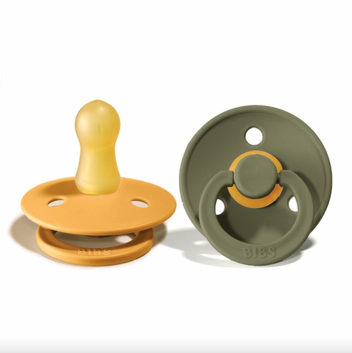Chupete Bibs Colour Collection x 2 - Honey Bee / Olive - Tetina De Caucho Natural - Latex - 0-6 Meses