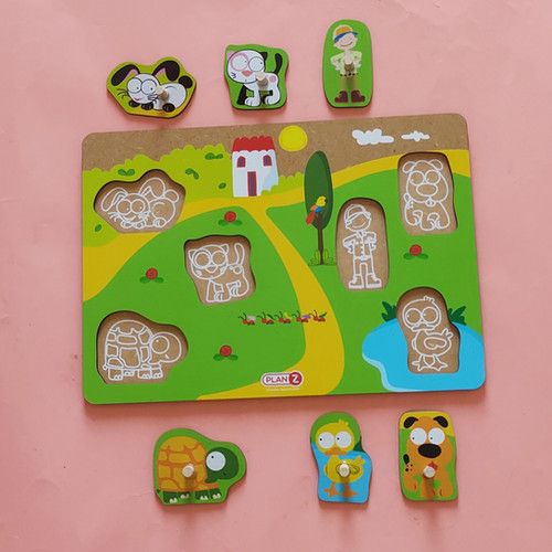 Juego De Encastre Con Agarre - Mascotas - 5 Piezas - Madera