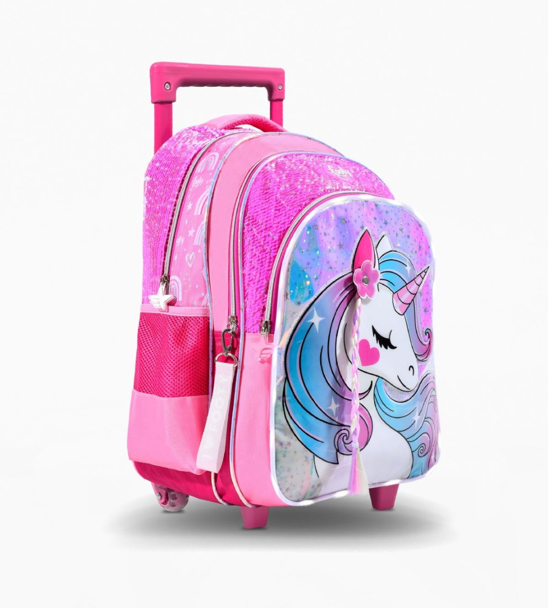 Mochila Con Carro Unicornio Con Lentejuelas Y Luz
