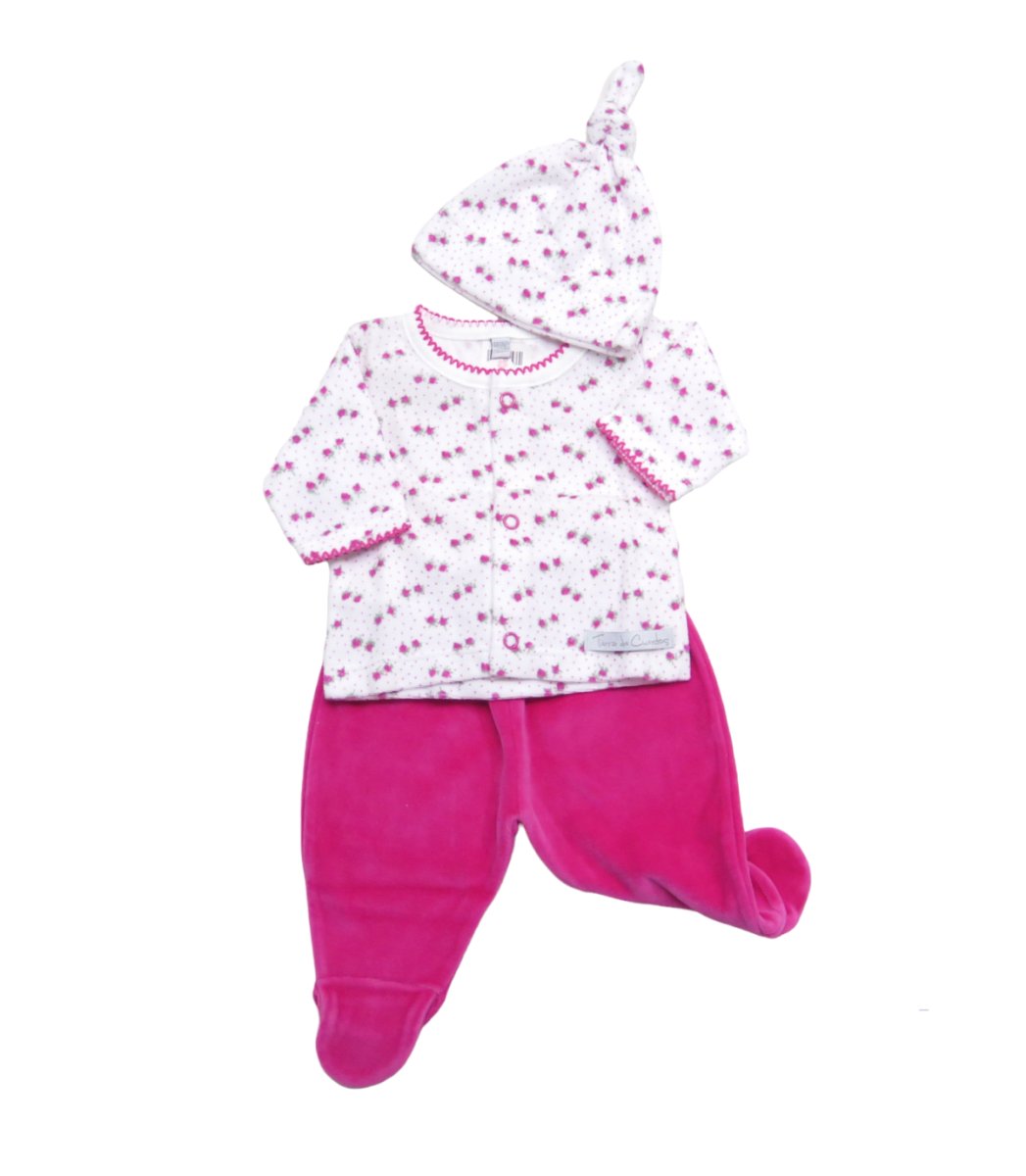 Conjunto Plush Saquito Medio Osito Con Pie y Gorro