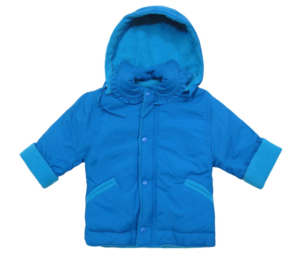 Campera de Gabardina y Polar Con Capucha - Aplique de Flor y Mariposa Bordada