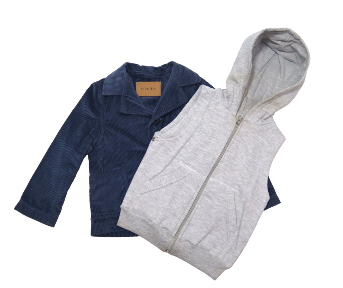 Campera Gris Algodón Frizado Combinada con Saco Corderoy
