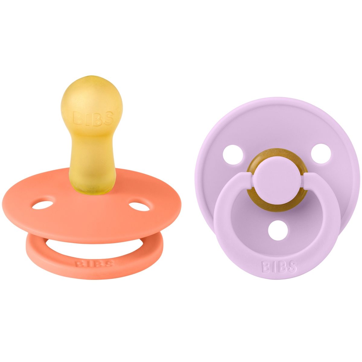 Chupete Bibs Colour Collection x 2 - Papaya / Violet Sky - Tetina De Caucho Natural - Latex - 0 - 6 Meses