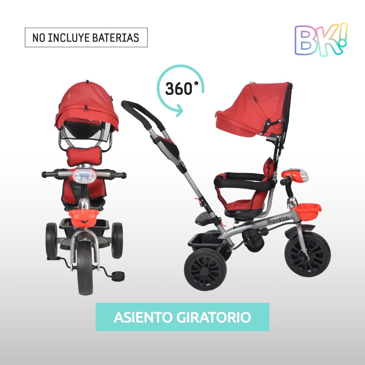Triciclo Con Asiento Giratorio 360° Manija Direccional Con Luces Y Sonido