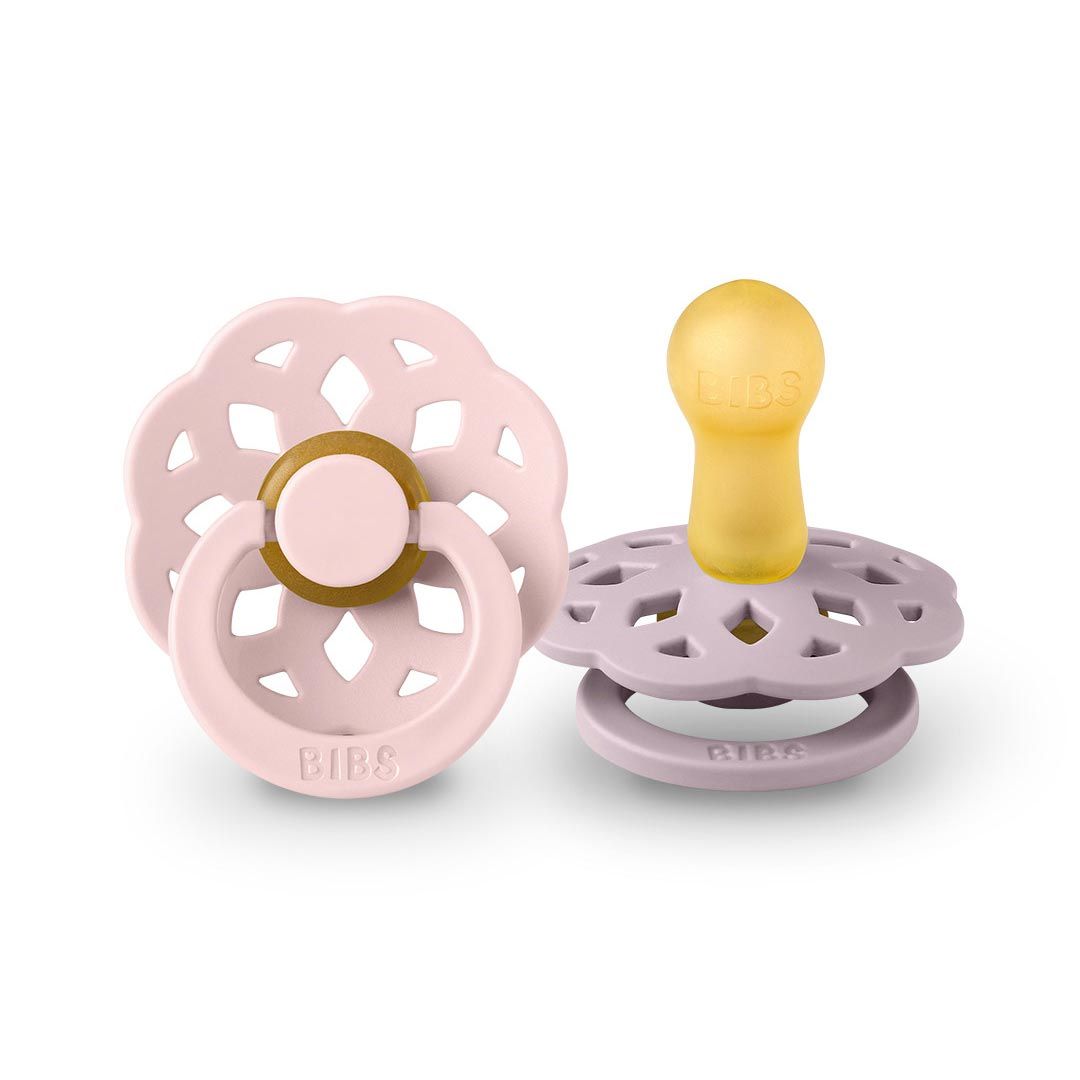 Chupete Bibs Boheme Pacifier x 2 - Blossom / Dusky Lilac  - Tetina De Caucho Natural - Latex - 0 - 6 Meses