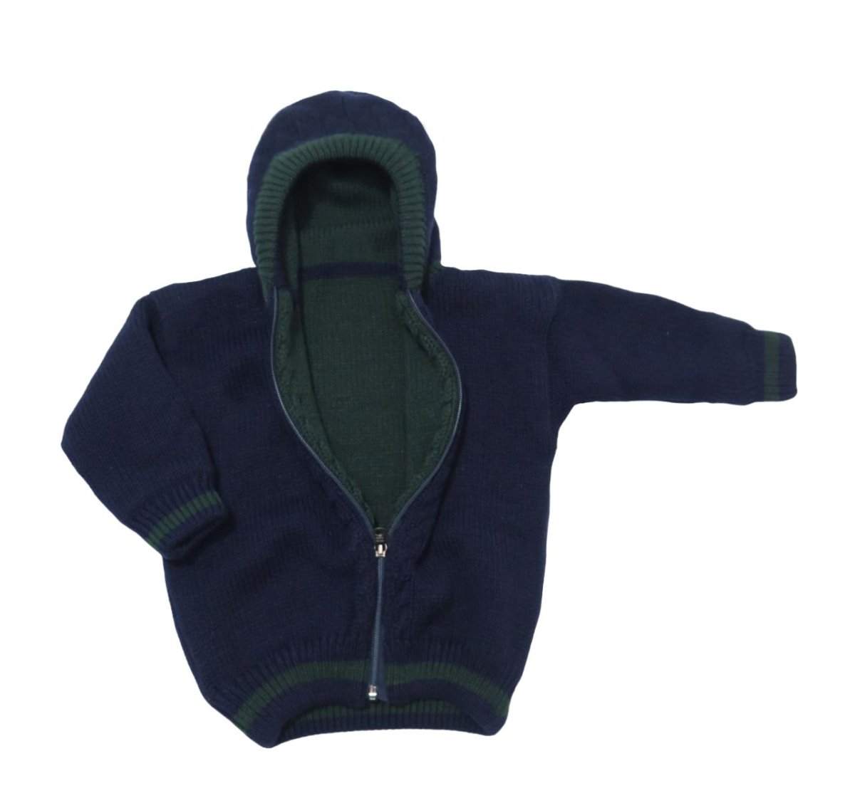 Campera Lana Reversible Tejido Con Capucha