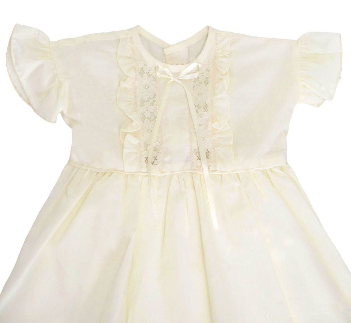 Vestido bautismo seda con guipur y alzorza