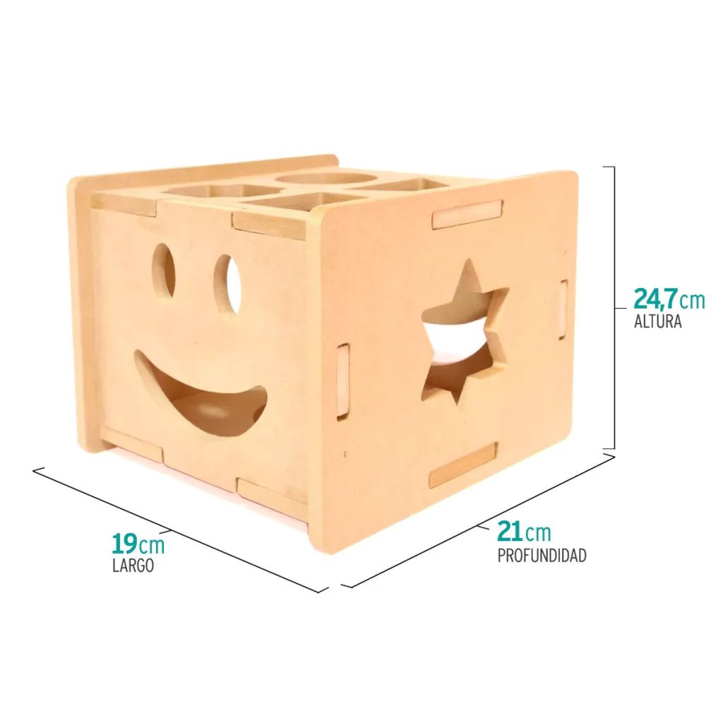Cubo con Encastres Didactico En Madera MDF Montessori