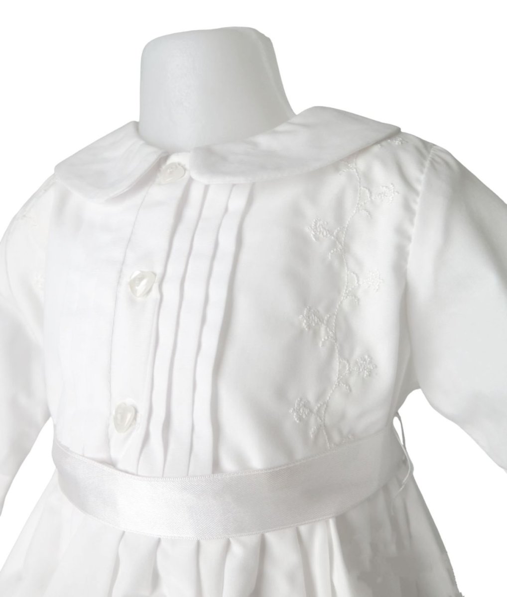 Vestido de Bautismo linon con pechera bordada