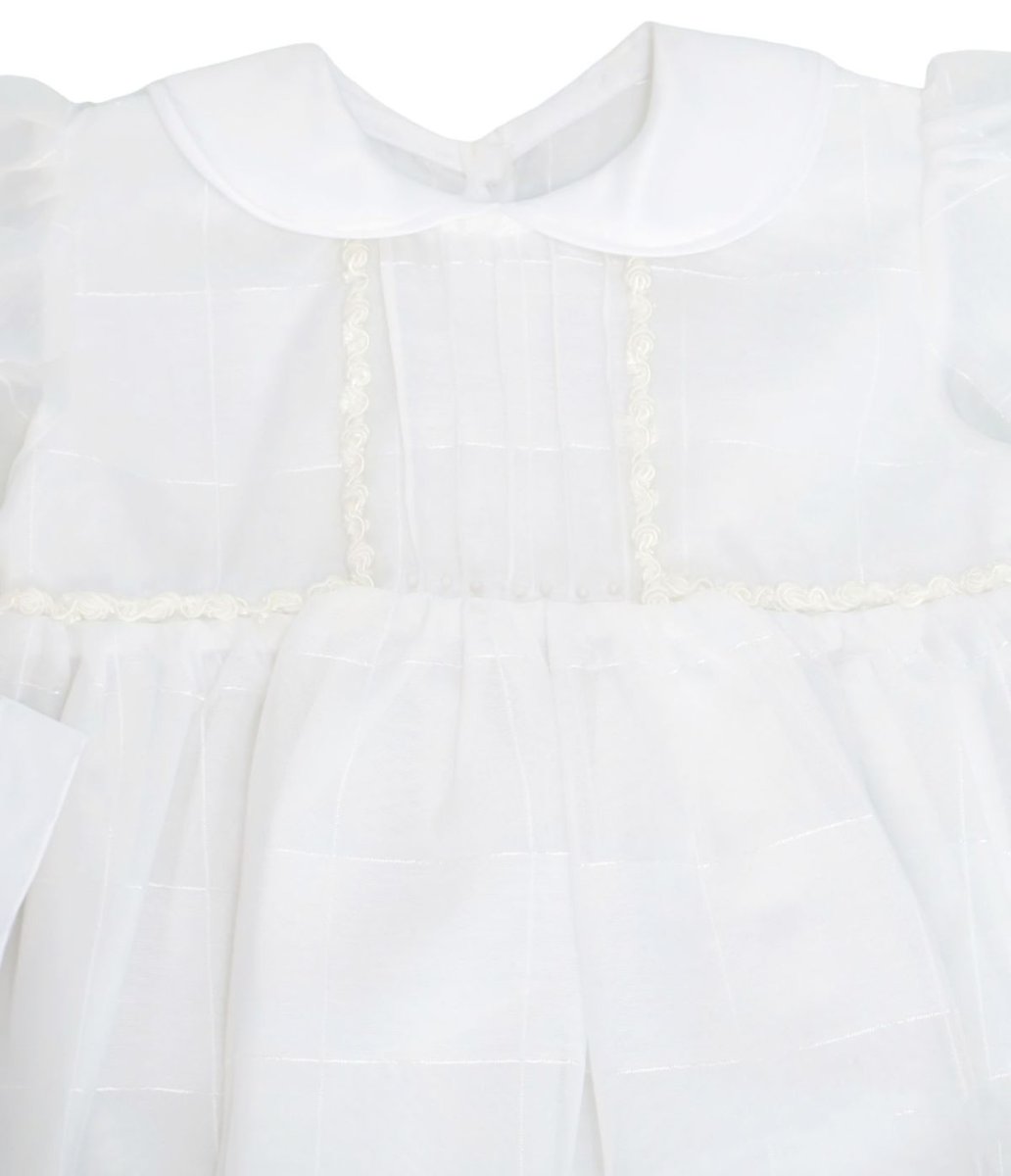 Vestido de Bautismo Manga Larga  de gasa facetada