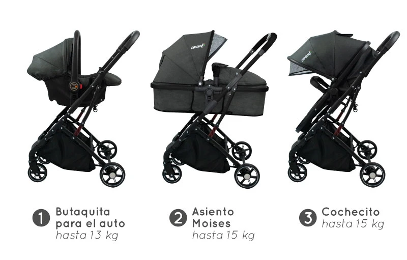 Cochecito Compacto Travel System 3 En 1 Ibiza