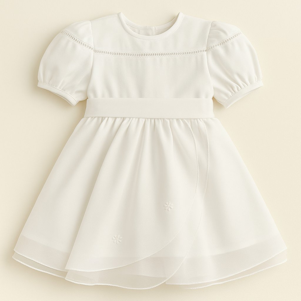 Vestido bautismo Doble  gasa en falda