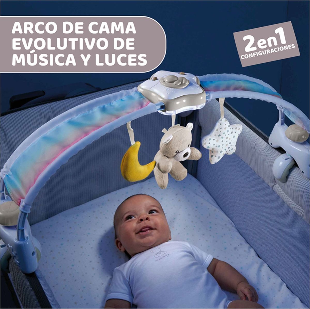 Arco Para La Cuna 2 En 1 Con Luz Y Melodias - Rainbow Sky