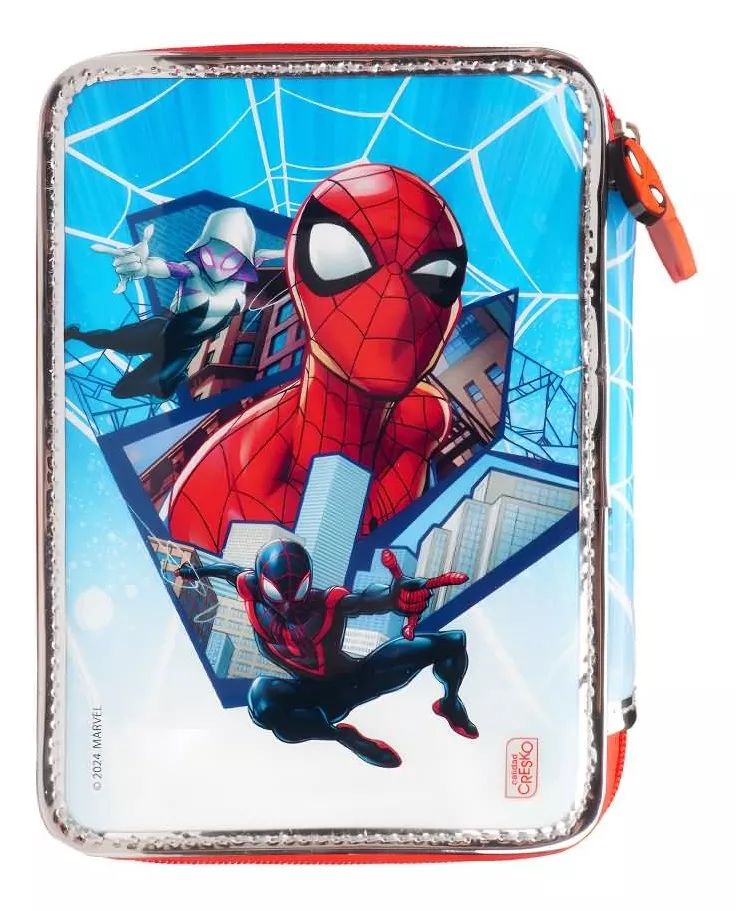 Cartuchera Spiderman Hombre Araña - 2 Pisos - Incluye Utiles - Set Escolar - Canopla