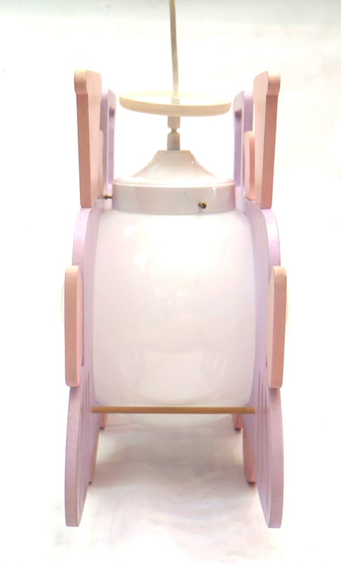 Lampara de techo - Esfera de Vidrio y Tren de Madera