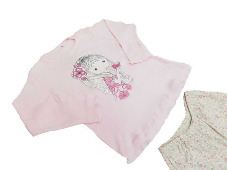 Pijama Manga Larga y Pantalon Estampado de Nena