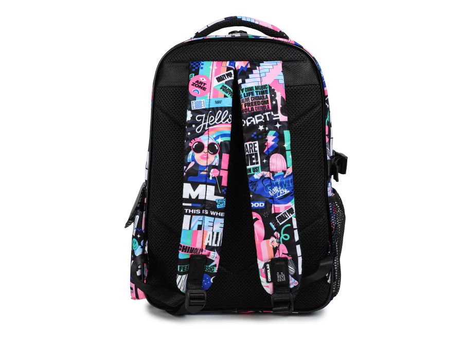 Mochila De Espalda Trama Relieve Festival Black - Estampado - 18 Pulgadas