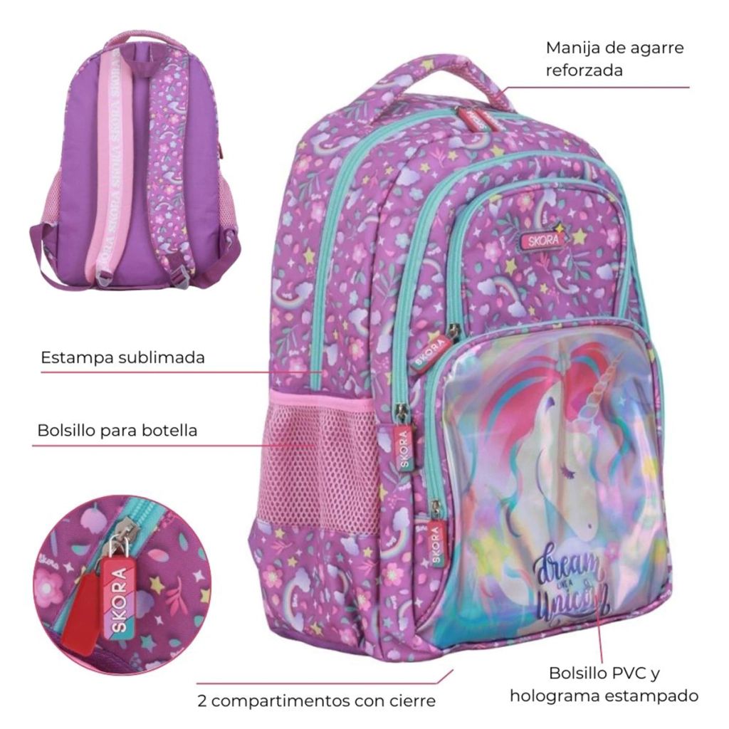 Mochila Espalda Escolar Dream Like A Unicorn - 17 Pulgadas - Unicornio