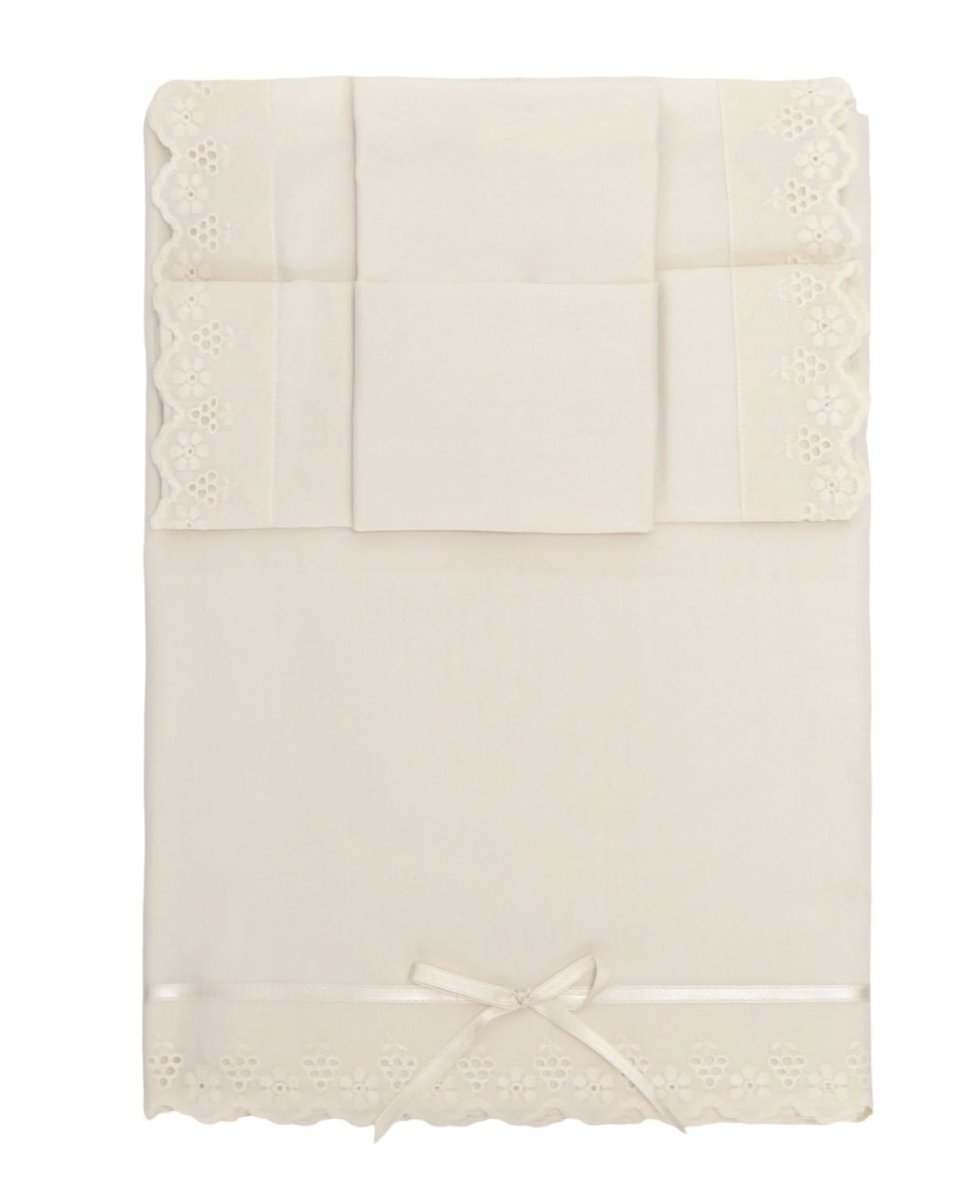 Sábana 3 Piezas Con Broderie Batista Premium Cuna Funcional